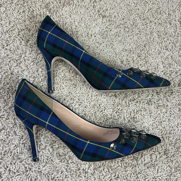 J. Crew Elsie embellished plaid pumps sz 8.5 - Picture 4 of 10